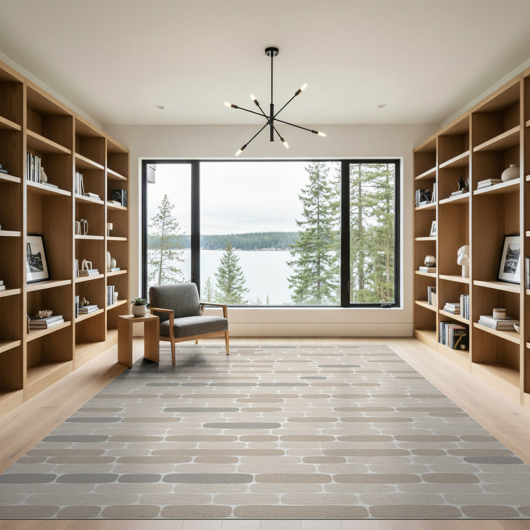 Geometric Modern Beige Neutral Geometric Area Rug