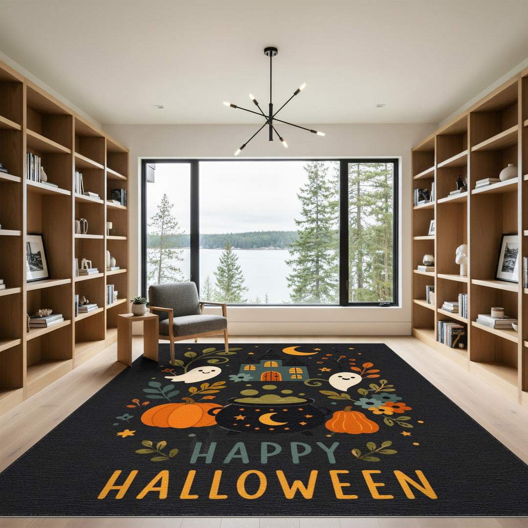 Happy Halloween Ghosts and Pumpkins Kids Rug