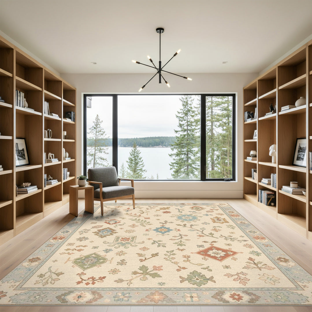 Beige Floral Vintage Area Rug