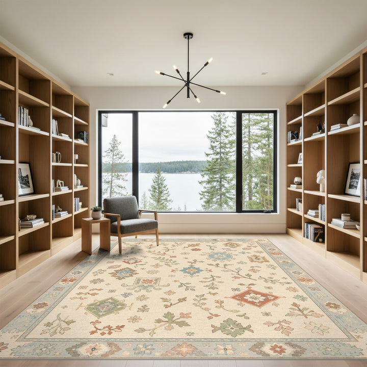 Beige Floral Vintage Area Rug