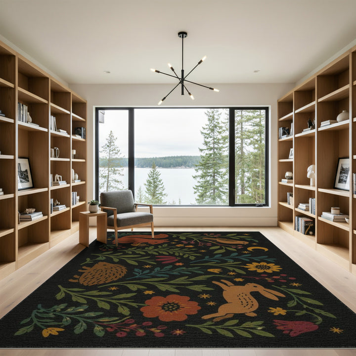 Whimsical Forest Animals Kids Area Rug