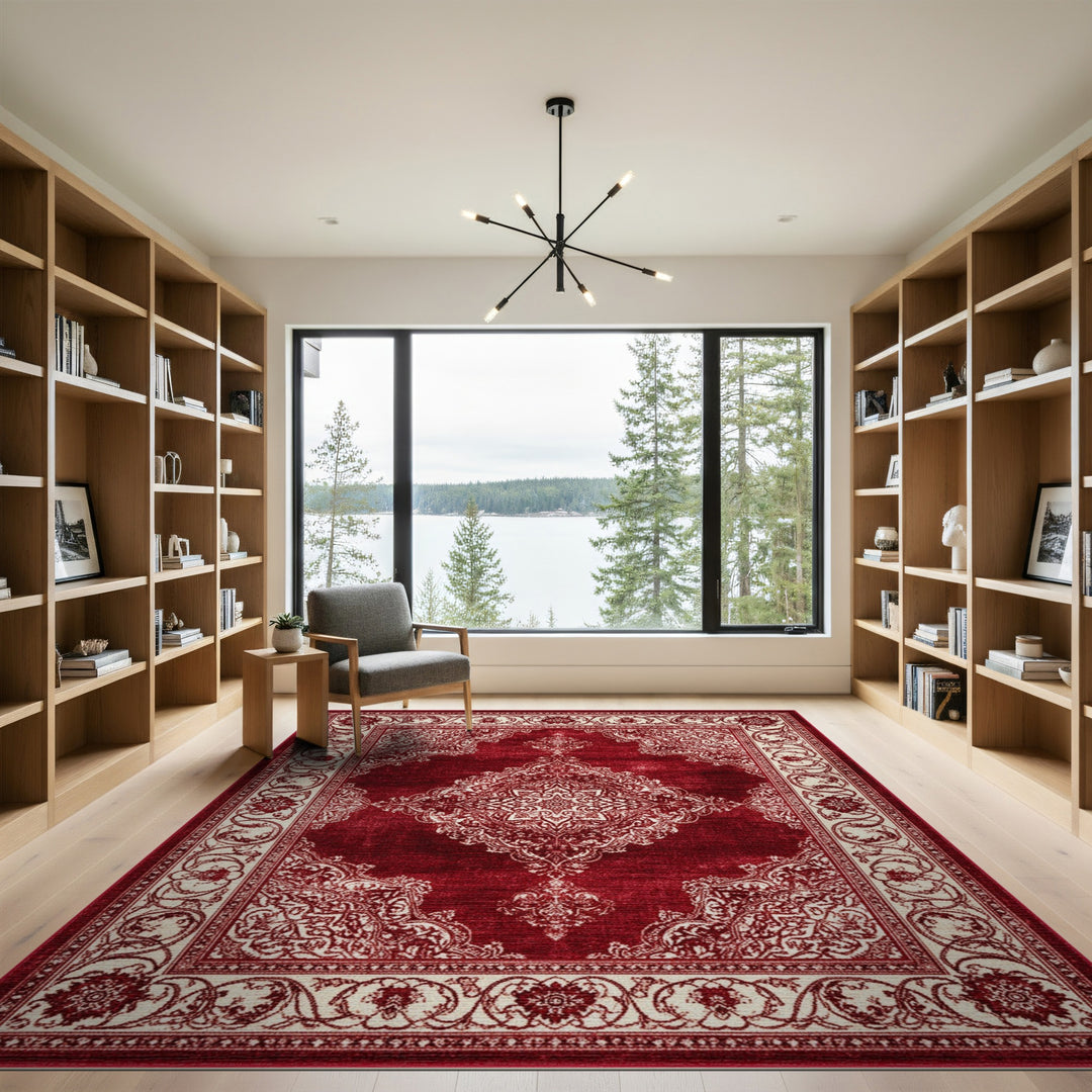 Red Persian Medallion Area Rug