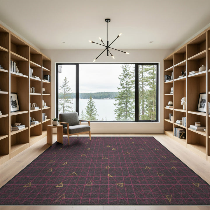Grey Geometric Triangle Geometric Modern Area Rug