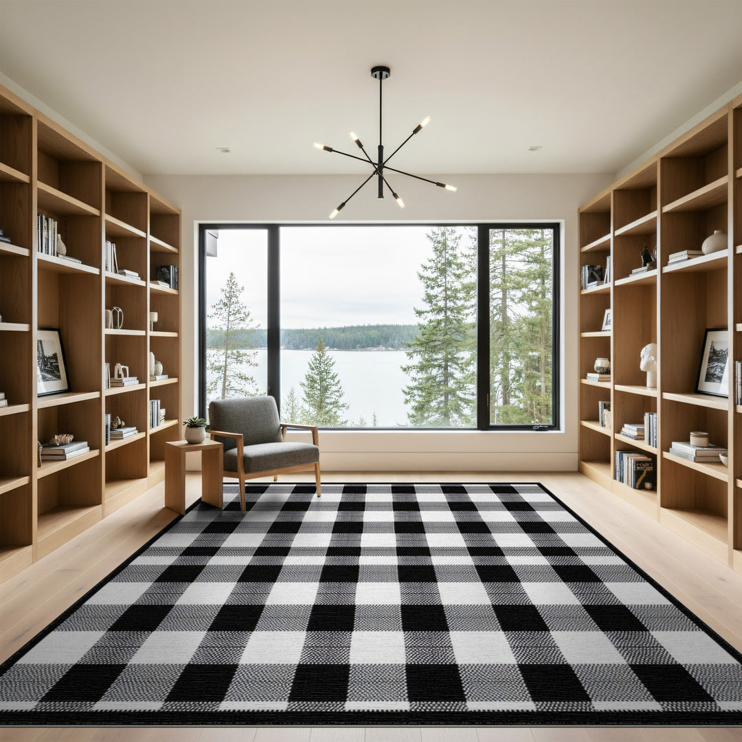 Black White Checkered Area Rug