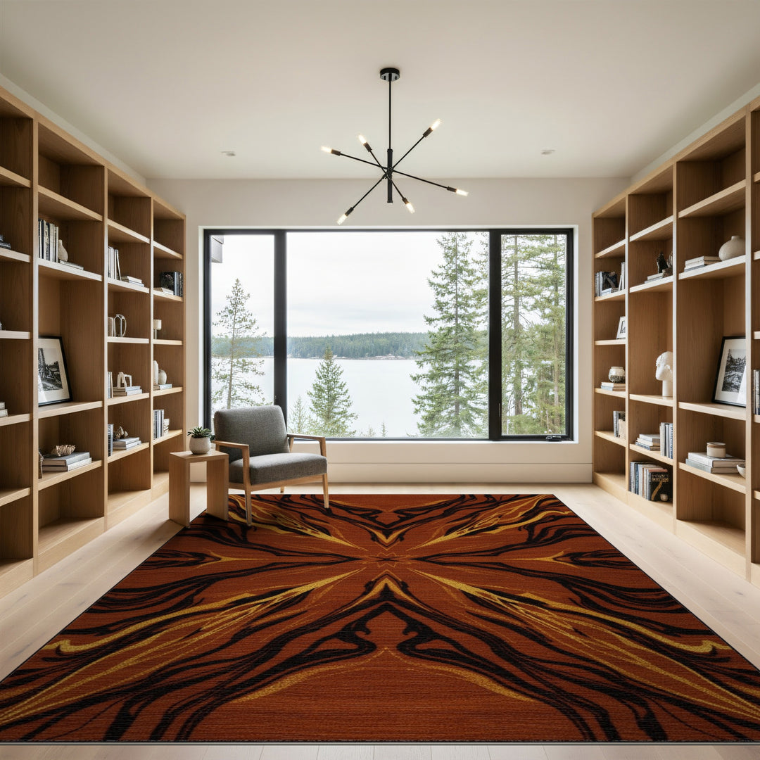 Radiant Brown Gold Abstract Area Rug