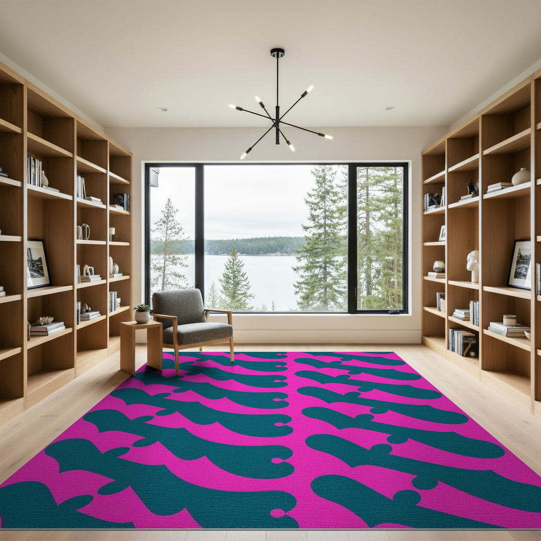 Vibrant Pink Abstract Area Rug