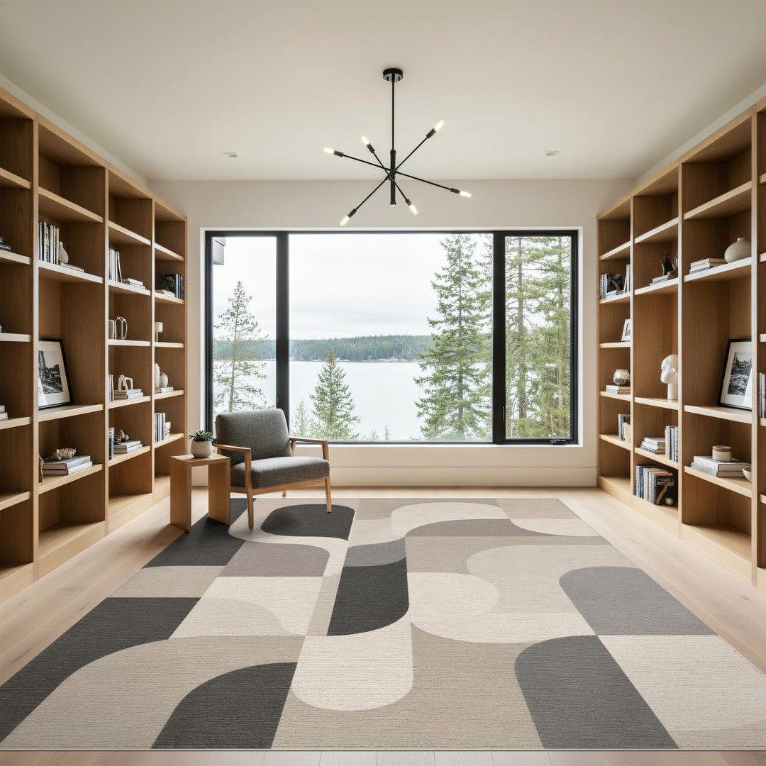 Beige Geometric Modern Area Rug