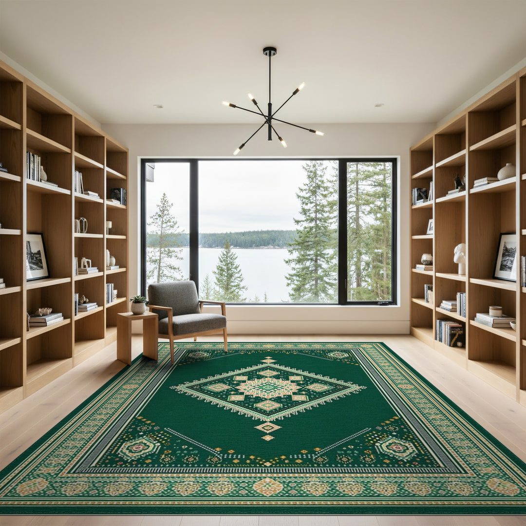 Green Diamond Medallion Area Rug