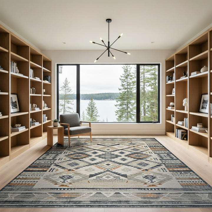 Beige Southwestern Geometric Area Rug