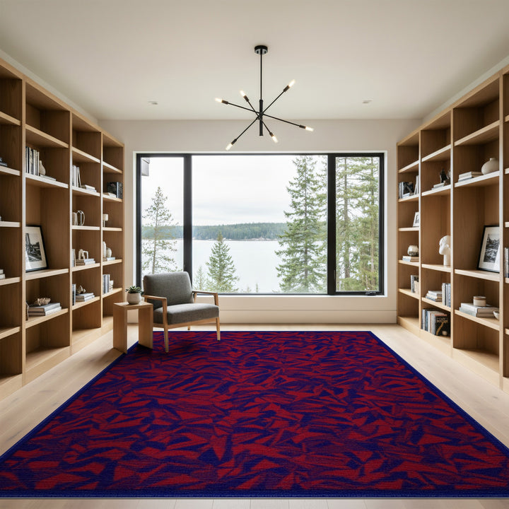 Red Abstract Geometric Area Rug