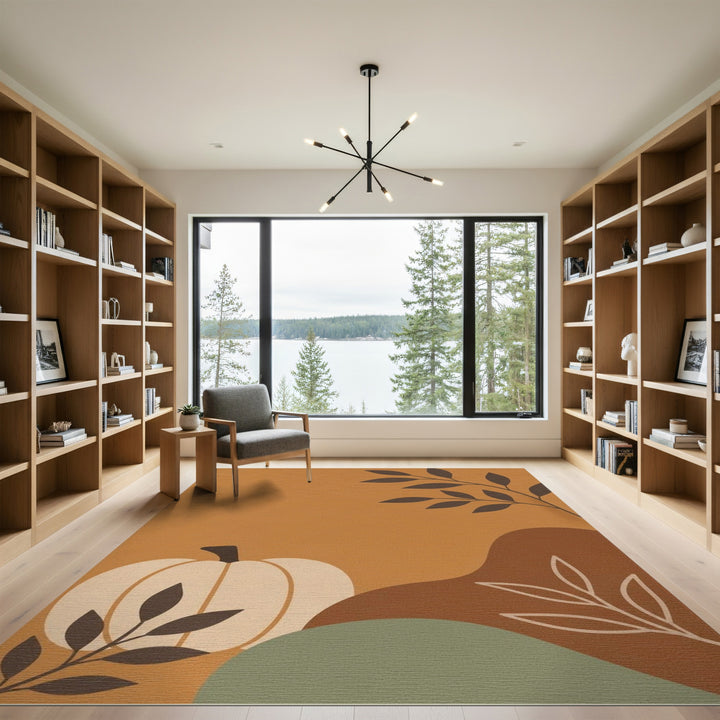 Pumpkin Leaf Orange Area Rug