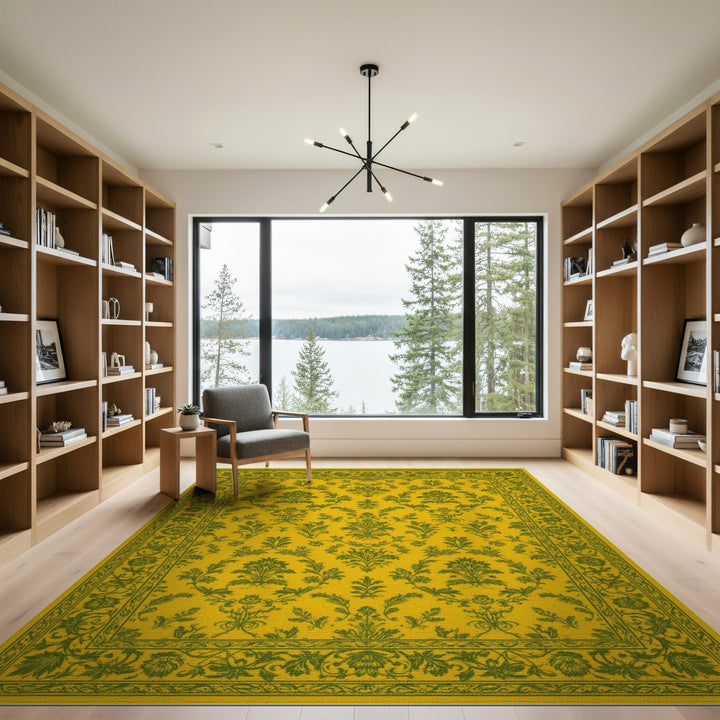 Yellow Floral Vintage Area Rug