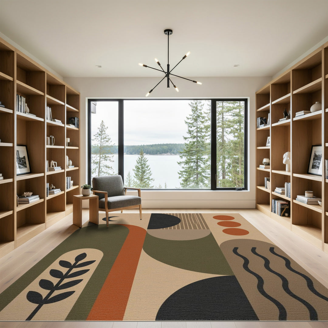 Beige Geometric Modern Area Rug
