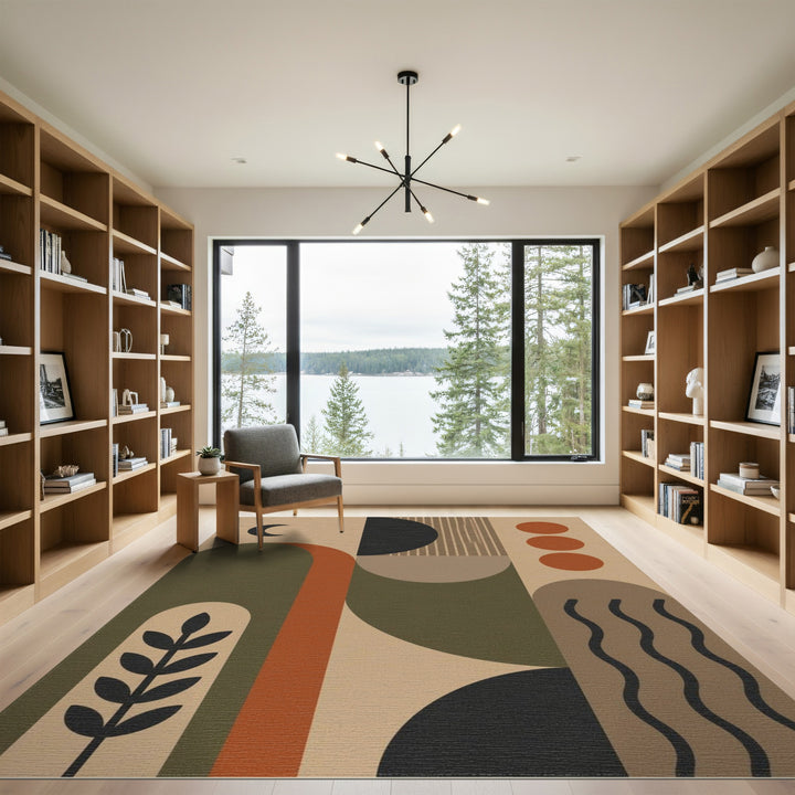 Beige Geometric Modern Area Rug
