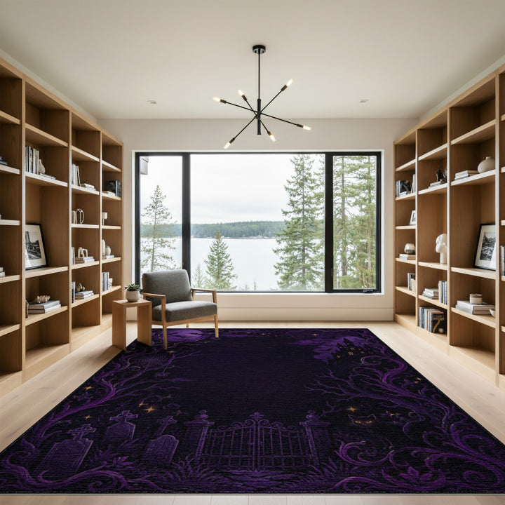 Purple Gothic Haunted Castle Area Rug