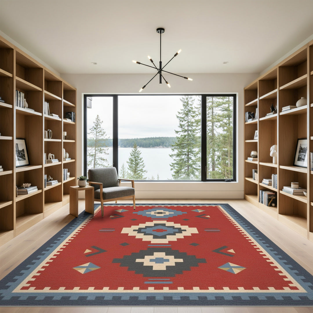 Red Southwestern Geometric Area Rug