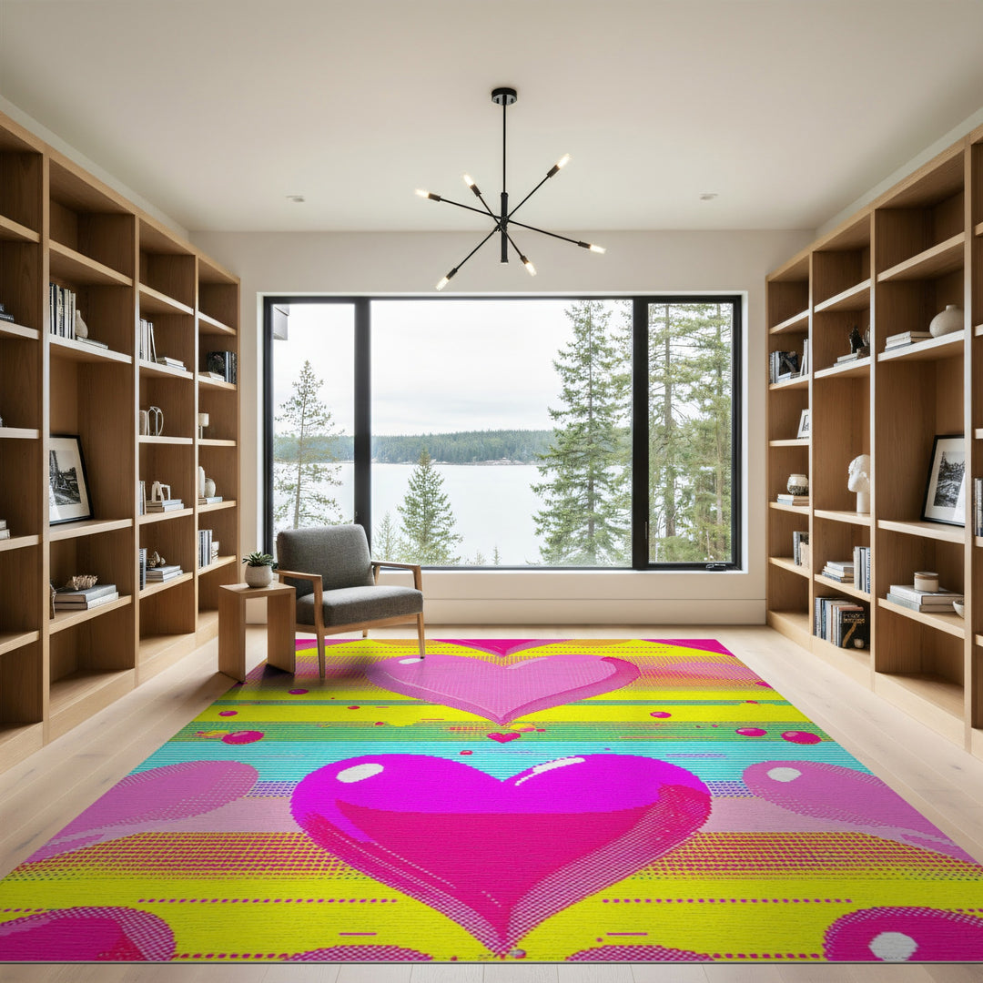 Vibrant Pink Hearts Area Rug