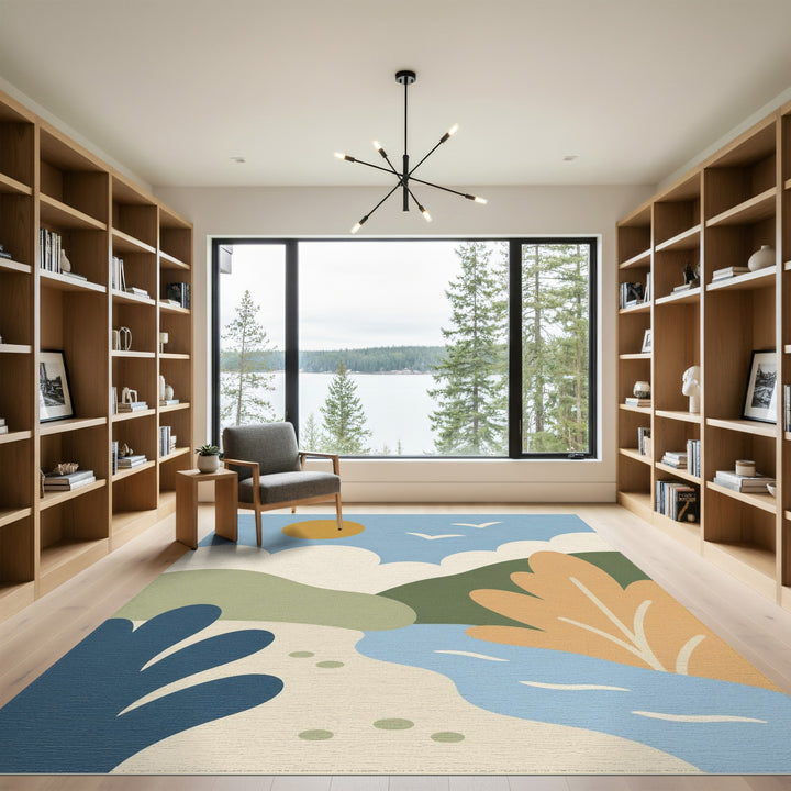 Abstract Coastal Landscape Area Rug