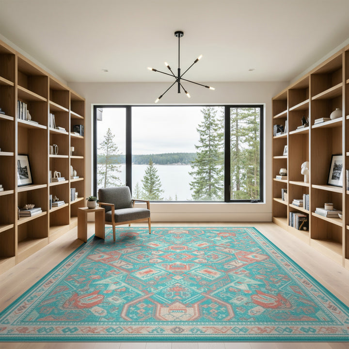 Teal Southwestern Geometric Area Rug