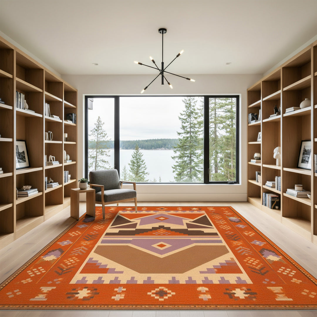 Orange Heritage Tribal Area Rug