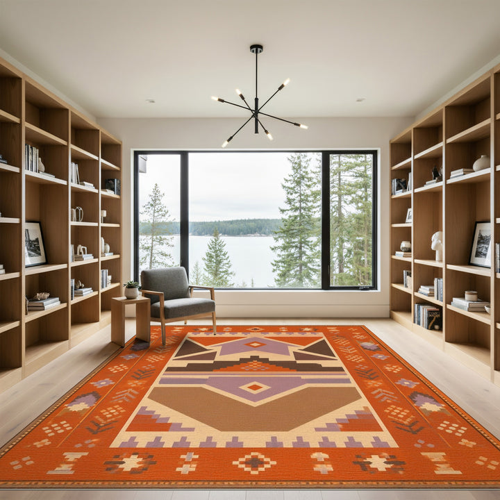 Orange Heritage Tribal Area Rug