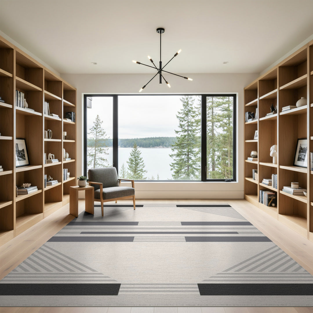 Grey Geometric Area Rug