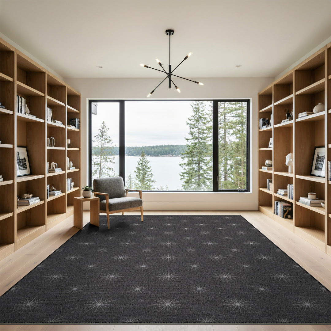 Grey Starburst Geometric Grey Area Rug