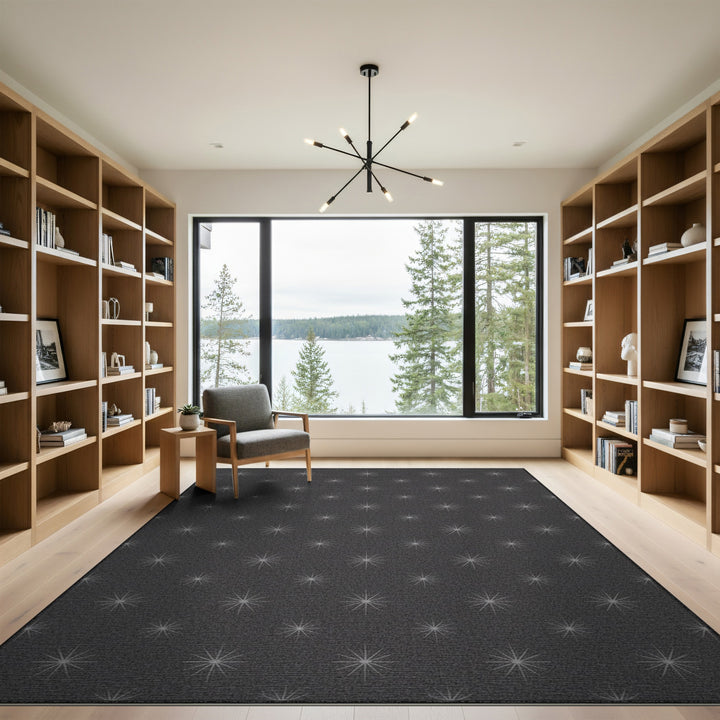 Grey Starburst Geometric Grey Area Rug