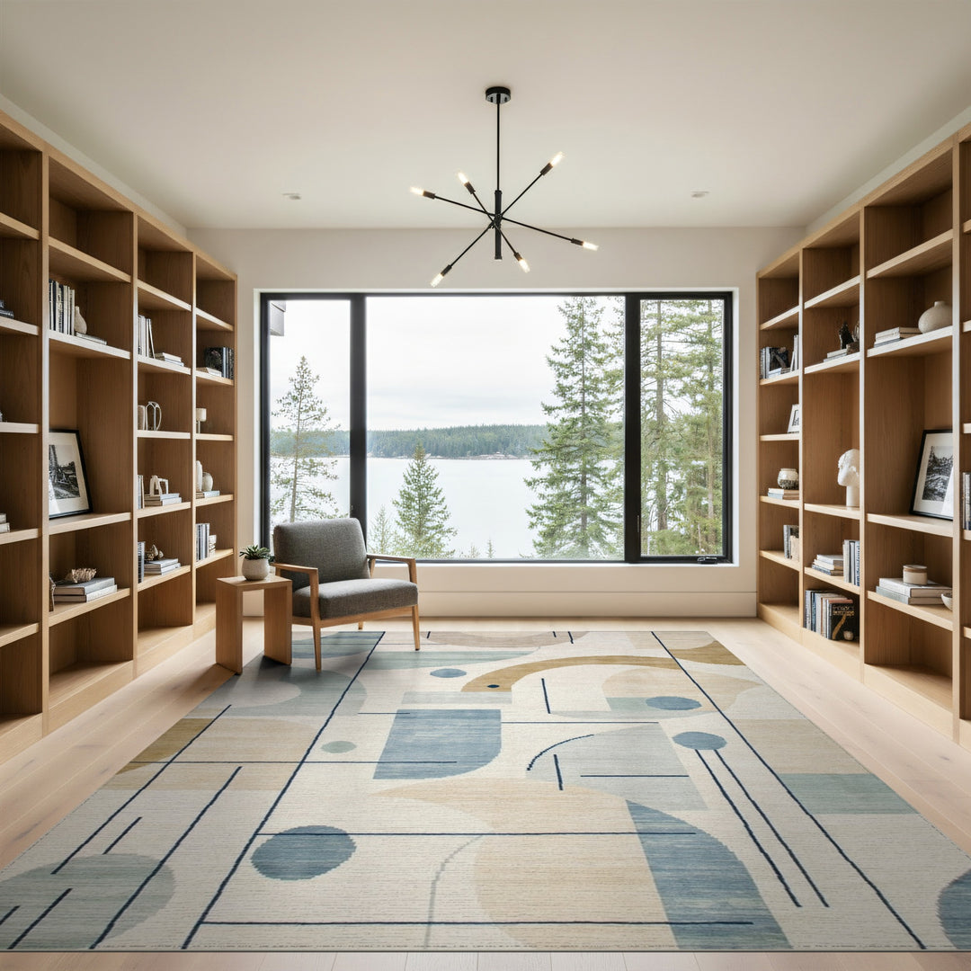 Blue Geometric Area Rug