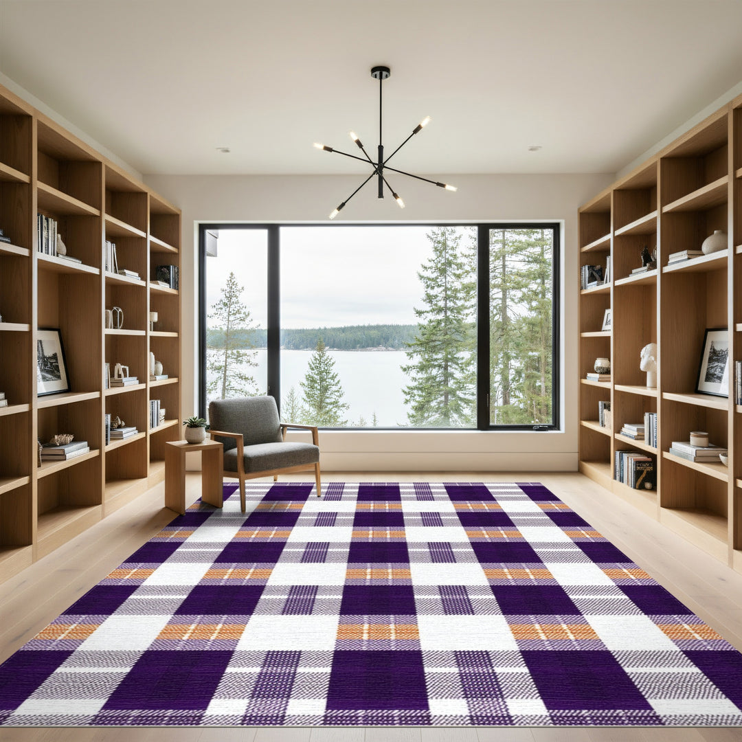 Purple Geometric Modern Purple Plaid Geometric Area Rug