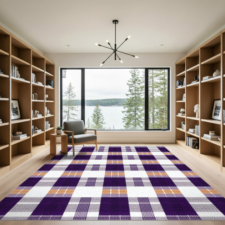 Purple Geometric Modern Purple Plaid Geometric Area Rug