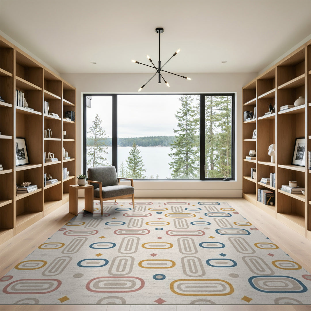 ODIKA Multi-Color Geometric Oval Area Rug