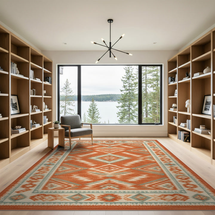 Orange Southwestern Geometric Area Rug