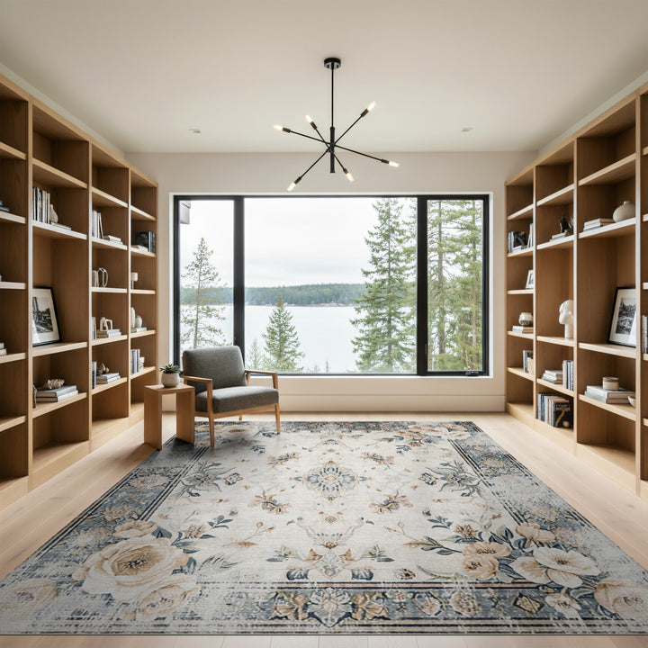 Vintage Floral Beige Area Rug