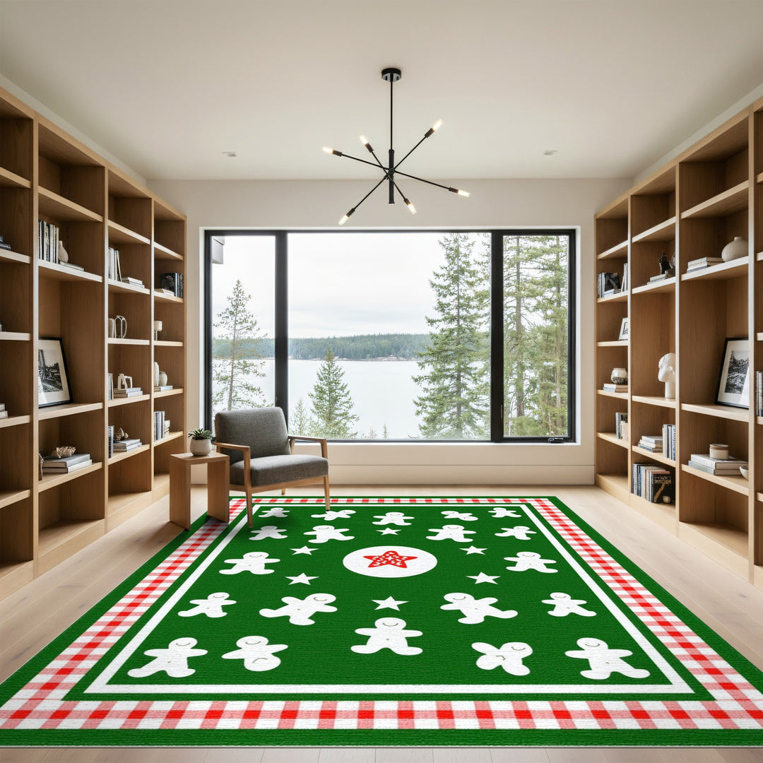 Green Gingerbread Men Kids Area Rug