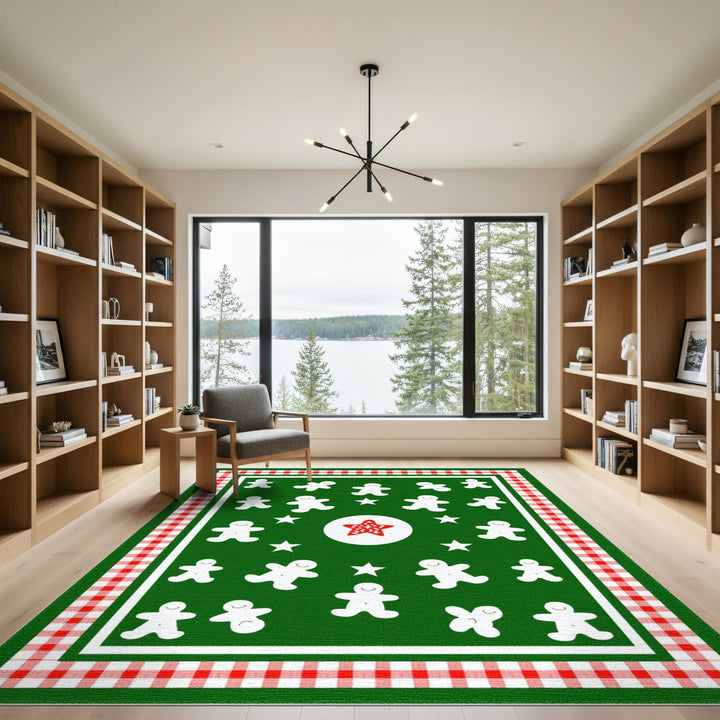 Green Gingerbread Men Kids Area Rug
