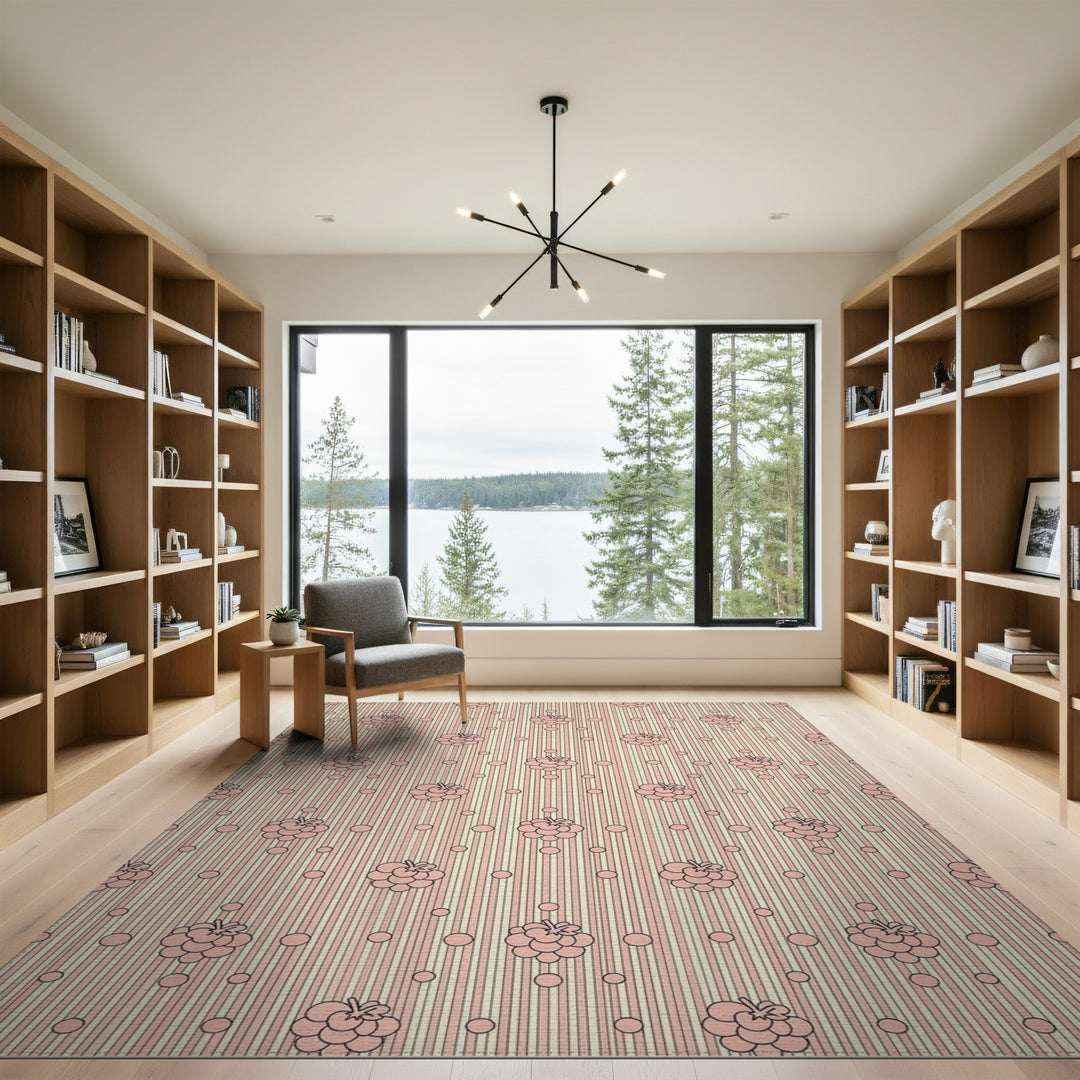 Pink Raspberry Fruit Area Rug