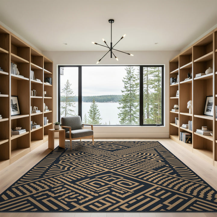 Brown and Tan Geometric Modern Area Rug