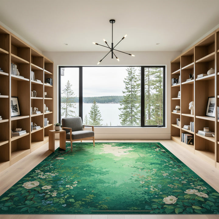 Verdant Forest Floral Vintage Area Rug