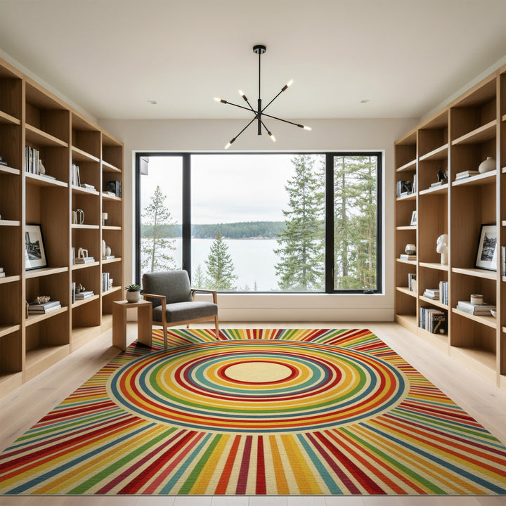Multi-Color Geometric Circle Burst Area Rug