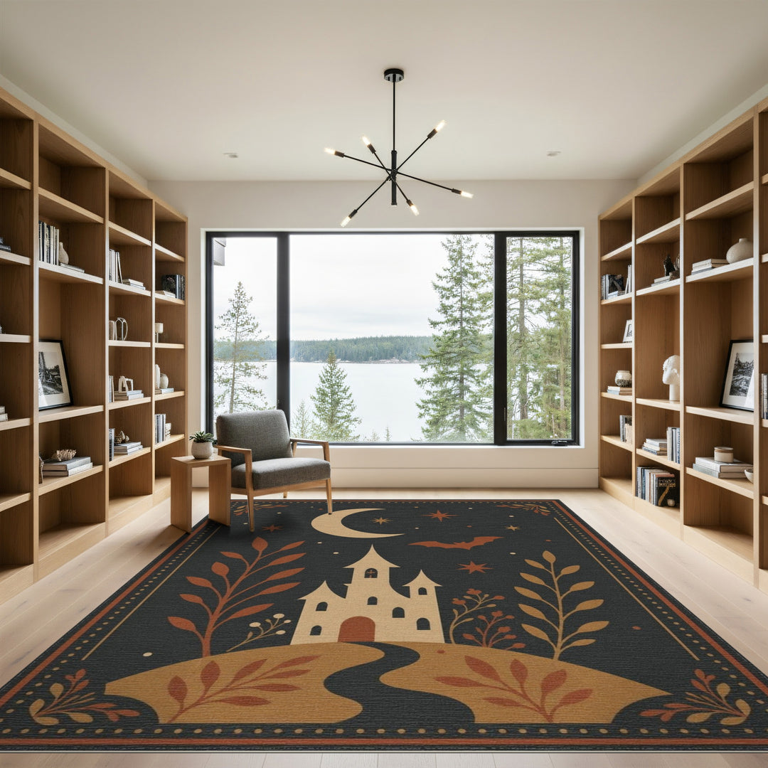 Moonlit Castle Bat Area Rug