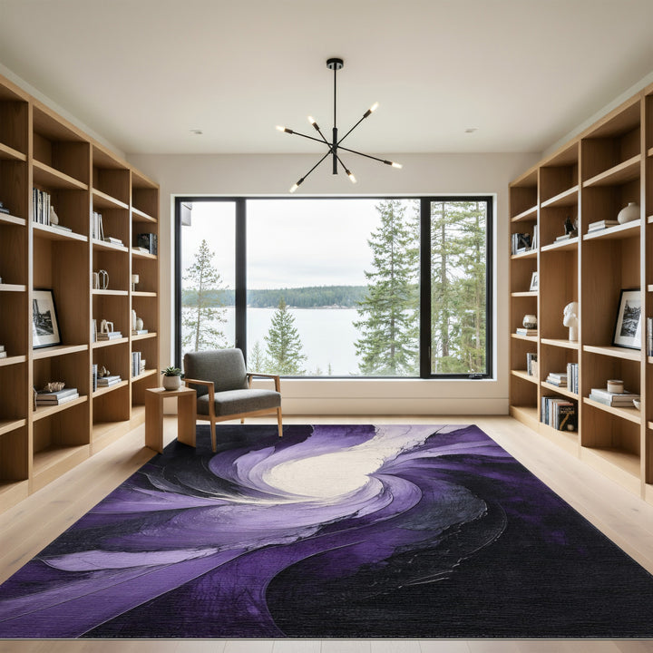 Abstract Area Purple Vortex Swirl Area Rug