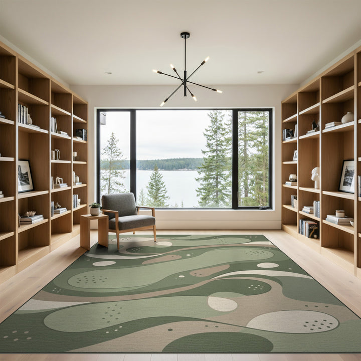 Organic Flow Green Abstract Area Rug