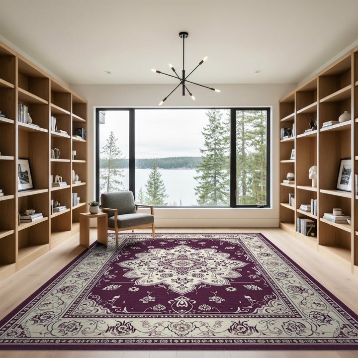 Floral Purple Floral Medallion Persian Area Rug