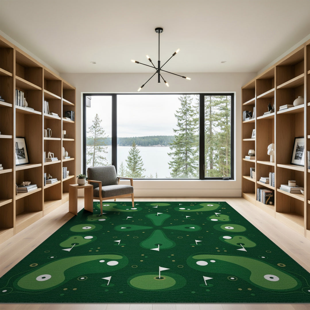 Green Golf Greens Abstract Area Rug