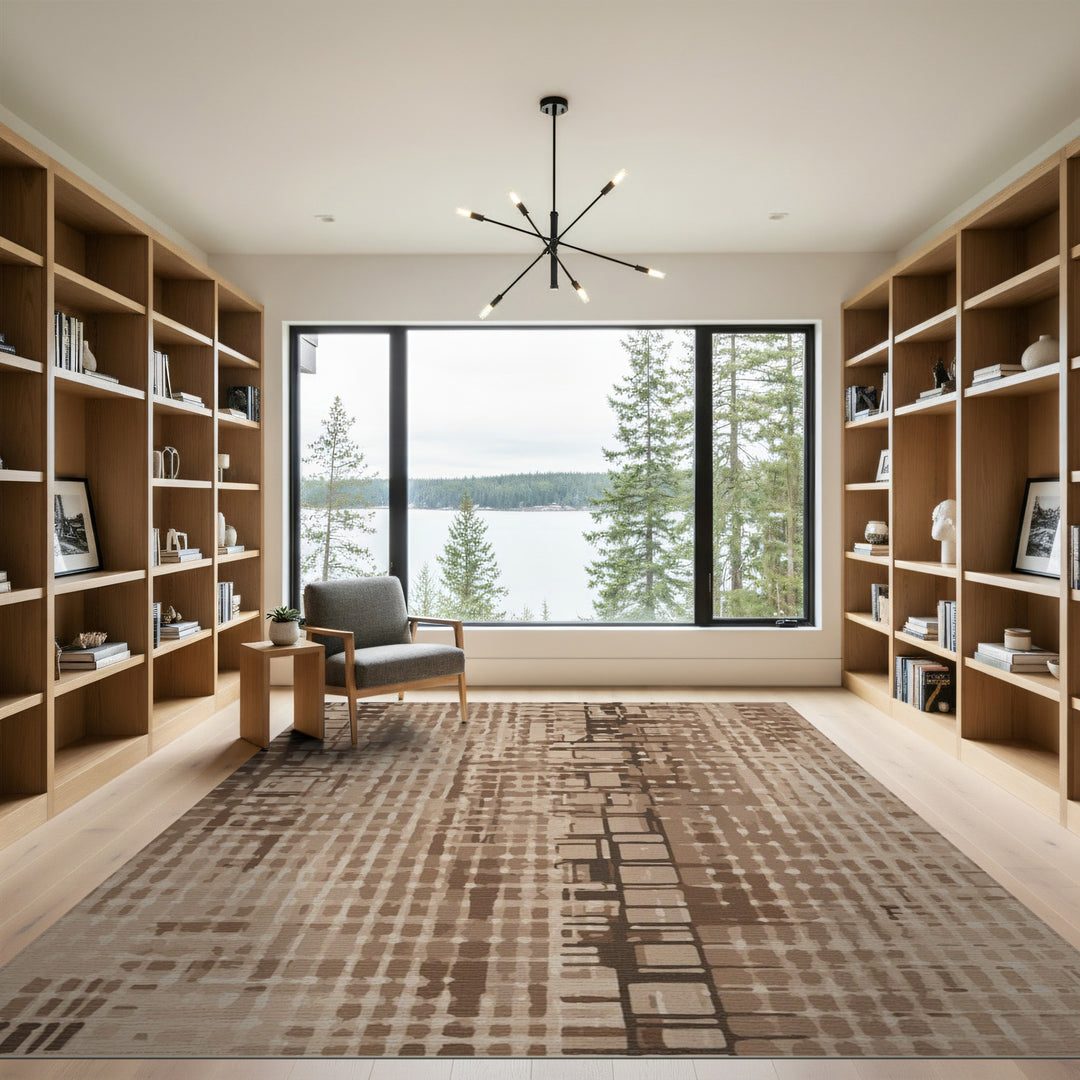 Brown Abstract Block Area Rug