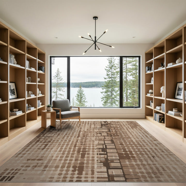 Brown Abstract Block Area Rug