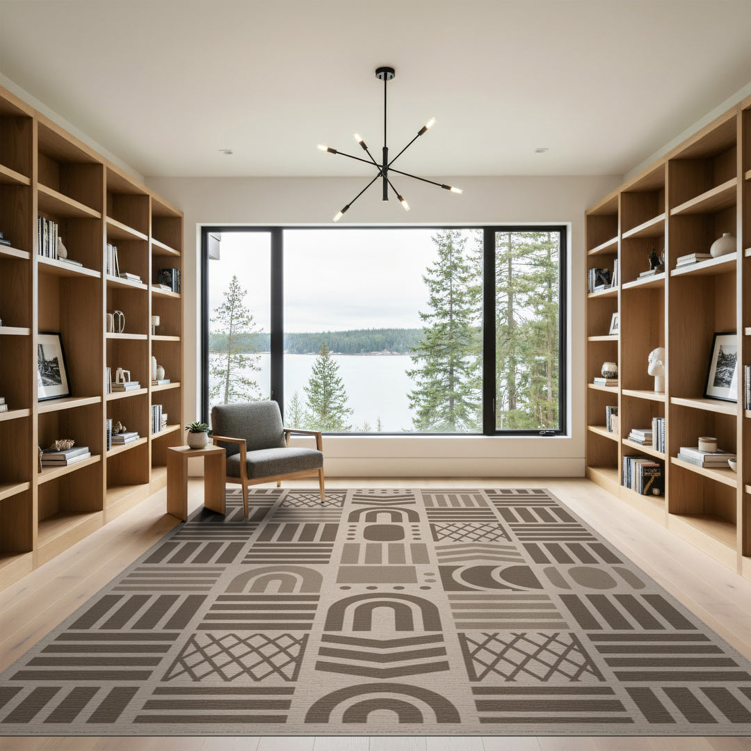 Geometric Modern Geometric Brown and Tan Area Rug