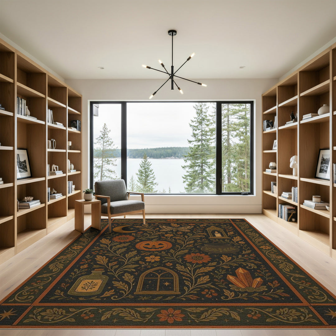 Mystical Floral Pumpkin Area Rug