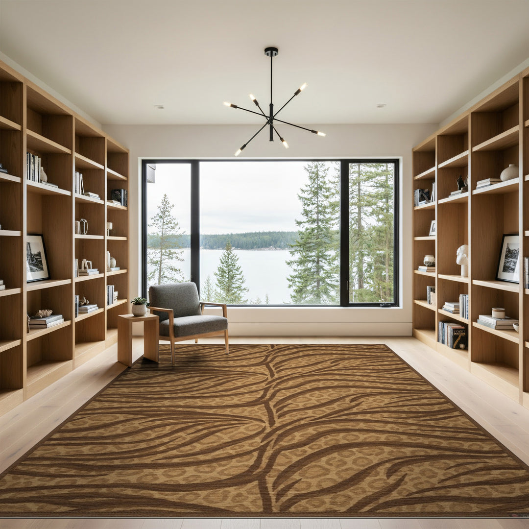Brown Wave Leopard Area Rug